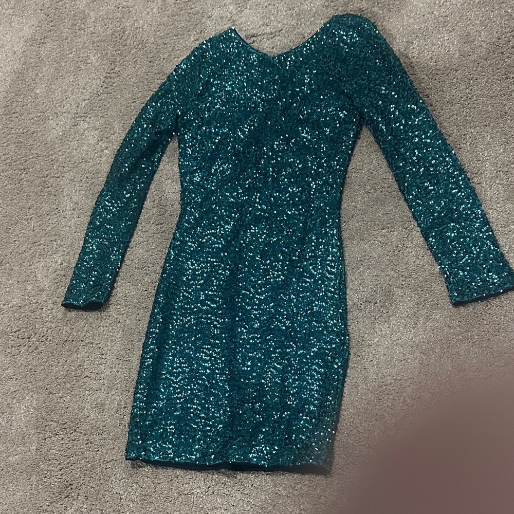 Mini Teal Sequin Dress